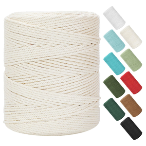 3mm 4mm Twisted Waterproof Coated Cotton <b>Braided</b> Lashing Rope Macrame Cord for Arm Knitting Crocheting DIY Handicraft Decorating - Product Image 3