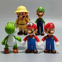 หุ่นแอคชั่นซูเปอร์มาริโอ5ชิ้น,ของเล่นหุ่นแอคชั่น Bros พร้อมแว่นตาโมเดล Mario Luigi ชุด Yoshi ขนาด5นิ้ว