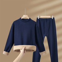 Ensemble de sous-vêtements thermiques unisexe à col montant en cachemire épais, avec pantalon d'automne doublé polaire, idéal pour l'hiver