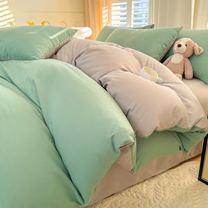 ชุดเครื่องนอนสไตล์เรียบง่ายสีที่กําหนดเองผ้านวมนุ่มและผ้าปูที่นอนชุดผ้าปูที่นอนผ้าฝ้ายไมโครไฟเบอร์และชุดปลอกหมอนสําหรับห้องนอน - Product Image 3