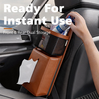 Tas Organizer Penyimpanan Samping Kursi Mobil Kulit PVC Universal Kantong Penyimpanan Samping Kursi Mobil Multi Kantong untuk Tisu, Gelas, Ponsel, Kartu