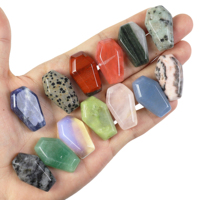 Nueva Piedra Natural a Granel, Mini Tapa de Ataúd, Forma de Piedra, Ágata, Amatista, Tallada a Mano para Hacer Joyas, 3 cm, 2 cm