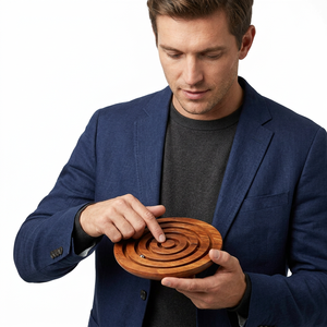 <b>Wooden</b> Carved <b>Circular</b> Maze Decorative Piece For Feng Shui Home Decoration - Product Image 4