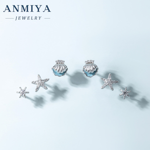 Custom Shell <strong>Pearls</strong> <strong>Stud</strong> Earrings Women's 925 Sterling Silver Starfish Ocean Style Zircon Ear <strong>Studs</strong> - Product Image 1