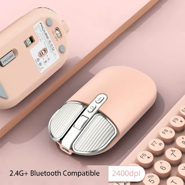 Mini Mouse 24G Wireless -Compatible Optical Sensor 5-Button Cute Mute Design for Macbook/PC Laptop Office Slim Gaming Mice