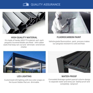 Gazebo Moderno de Luxo com Motor Elétrico em Alumínio para Exterior, Pérgolas com Lâminas Ajustáveis, Pavilhão de Jardim com Toldo - Product Image 5