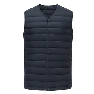 Custom Logo Men's Waistcoats Man Blank Plain Basic V-neck Underwear Winter Vest Jacket for men's sleeveless jackets & coats