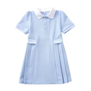 Yeni 2024 çocuk elbise moda kız etek tatlı pilili etek prenses elbiseler çocuk giyim