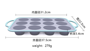 Teglia per Muffin in Silicone 6-12 tazze stampo per Muffin con <span class=keywords><strong>telaio</strong></span> in <span class=keywords><strong>acciaio</strong></span> inossidabile rinforzato in metallo all'interno di stampi per Cupcake antiaderenti - Product Image 6