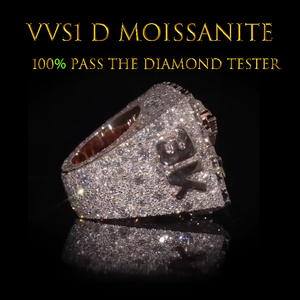 Tùy Chỉnh Sang Trọng 925 Sterling Silver 18K Vàng Mạ Vvs Moissanite Hip Hop Iced Ban Đầu Thư Vô Địch Phong Cách Lớp Nhẫn - Product Image 2