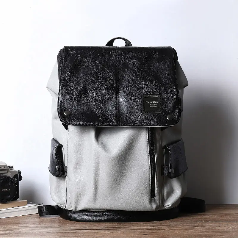 Luxury brand Leather Backpack Men Shark Designer Shoulder Bag for Male Black Plaid School Backpacks Large Men's Laptop Bags
