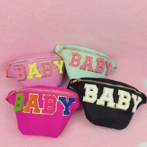 Sac banane couleur bonbon avec patchs en chenille en nylon à motif personnalisé pour la taille Sac banane assorti pour maman et bébé Sac banane Trèfle Stoney - Product Image 6