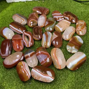 Wholesale Hand Carved Polished Healing Red Agate Palm Stone Red Sardonyx Palm Stone For Ornament