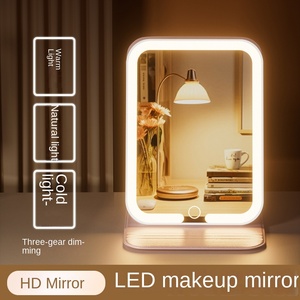 ポータブル折りたたみ式化粧鏡 両面LEDライト HDインテリジェントパーソナライズ 学生寮用デスクトップミラー - Product Image 3