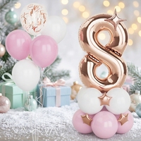 Balon Konfeti Angka 8 Warna Rose Gold 40 Inci Balon Foil Helium Besar untuk Ulang Tahun Wanita dan Anak Perempuan, Baby Shower