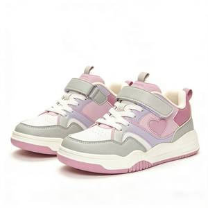 Nuevas Zapatillas de Skateboarding para Niños de Moda para las Cuatro Estaciones, Zapatos Escolares para Niñas, con Suela de TPR, Parte Superior de PU de Dos Colores y Cierre de Cordones - Product Image 1