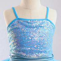 Robe tutu bleue inspirée d'Elsa pour enfants, avec paillettes et jupe en tulle moelleux, pour spectacles de ballet et de jazz, tenue de scène pour enfants