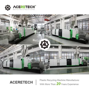 Automation 1000kg/h Waste Plastic ABS/PS Engineer Plastic Flakes Recycling Single Screw Extruder Line ASE