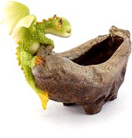 Oniya Rex le Dragon vert perché sur plante succulente Mini Figurine fantaisie à collectionner décoration de maison Pots de plantes