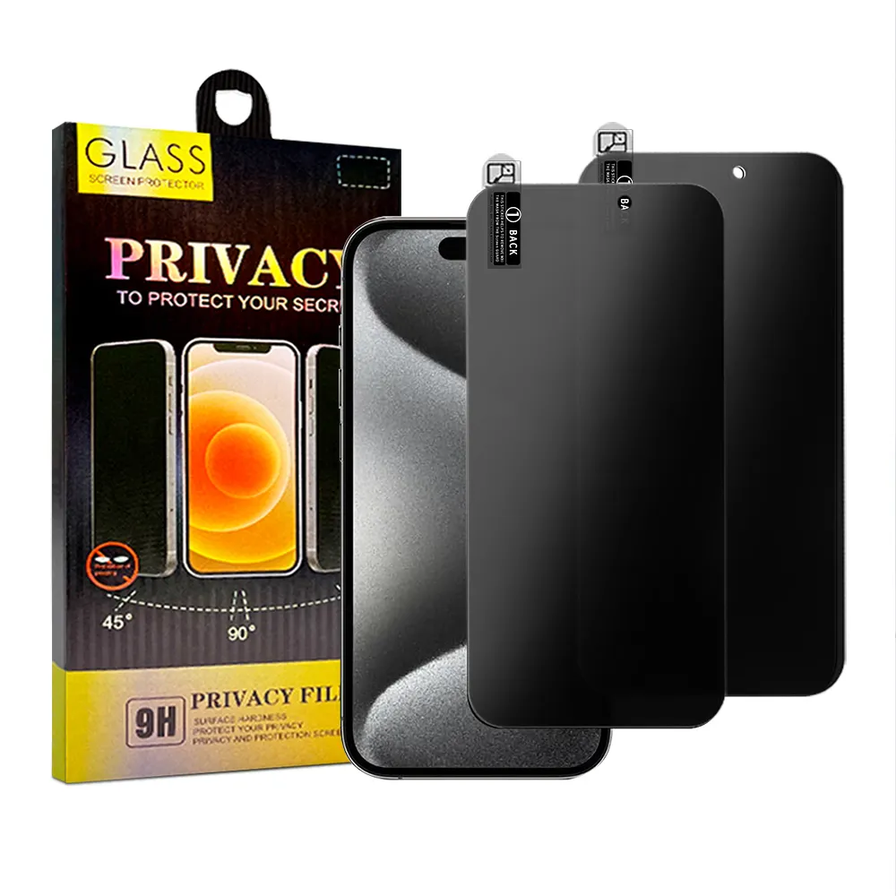Protetor de tela de vidro temperado anti-espião 0.33mm para iphone 15 13 14 12 Mini Pro Max Premium privacidade protetor de tela