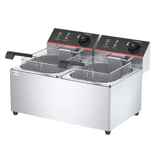 Comptoir industriel de haute qualité Double réservoirs 11L * 2 frites de pommes de terre commerciales poulet friteuses électriques