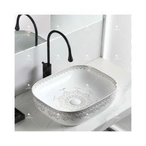 Lavabo en <span class=keywords><strong>céramique</strong></span> à poser sur plan de travail, forme carrée, prix de gros de Chaozhou, bonne qualité, pour salle de bain - Product Image 1