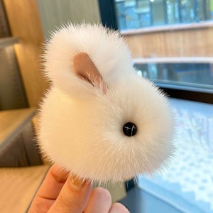 Mink Hair Jade Rabbit Pendant Mini Version Rabbit Pendant Bag Plush Keychain Pendant Car Accessories