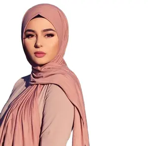 New Arrival Models Light Cotton Soft Lady Long Hijab Scarf For Woman Supplier Of Elastic Monochrome Silk Hijab Scarf