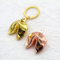 Porte-clés porte-bonheur ouvrable et refermable en forme de biscuit de la fortune, en or, or rose et argent, de haute qualité, idéal pour cadeau de mariage