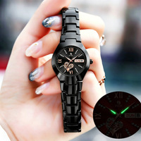 Nouvelle montre à quartz unisexe élégante en alliage de 20 mm avec aiguilles couleur acier inoxydable, double date, aiguilles lumineuses, version étanche améliorée