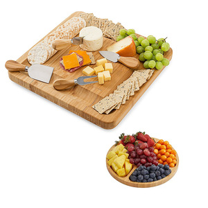 Juego de tabla de quesos de bambú con cuchillo y plato para frutas, apto para lavar en lavavajillas, para servir y cortar - Product Image 5