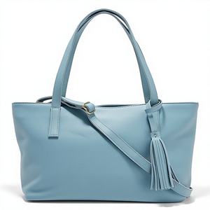 Sac à main en cuir véritable bleu clair pour femme, grand sac à bandoulière, sac à main zippé, sac décontracté pour le travail, sac de shopping tendance, cadeau - Product Image 1