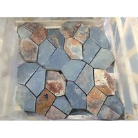 Ardoise naturelle blanche dorée en maille aléatoire, 2,7 pieds carrés/pièce, dalle de pavage