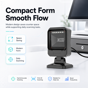 <span class=keywords><strong>Lecteur</strong></span> de codes-barres USB omnidirectionnel 2D à haute tolérance, <span class=keywords><strong>lecteur</strong></span> de codes <span class=keywords><strong>QR</strong></span> de bureau pour utilisation en supermarché, en stock - Product Image 5