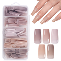 Ongles Press-On Français Minimalistes Tendance Nude 5 Couleurs Carrés Moyens 140 Pièces/Boîte Couverture Complète en Acrylique Durabilité Améliorée