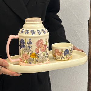 Hot Selling Products 2025 Classic Retro Style Ceramic <strong>Cup</strong> with Peony Design Office Mug with Lid <strong>for</strong> Tea <strong>for</strong> <strong>Work</strong> or Gift Giving - Product Image 2