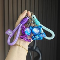 Porte-clés Ours en Résine Effet Ciel Étoilé Chromé Brillant, Offre Spéciale, avec Boîte Cadeau en Velours Délicat pour Anniversaire de Couple Romantique