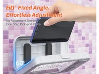 Boîtier étanche pour téléphone portable de salle de bain avec haut-parleur Bluetooth, écran tactile anti-buée et rotation à 360° pour douche, cuisine, natation – Universel