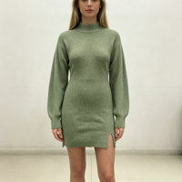 Robe longue en tricot côtelé rouge pour femme, personnalisable OEM & ODM, haute qualité, vente en gros, modèle Harlow Midi