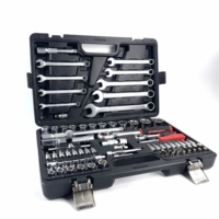 Kit d'outils à main de réparation automobile 82 pièces boîte à outils combinée professionnelle jeu de clés à douille et clé à cliquet 1/2 "1/4" mallette à outils