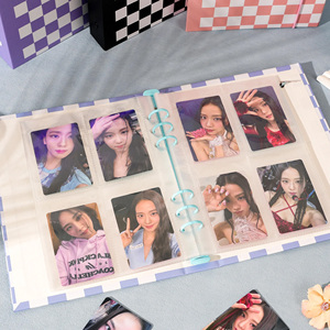 Álbum de Fotos A5 con Diseño de Tablero de Ajedrez, 6 Hojas Sueltas, Estilo Macaron, Tapa Dura, para Colección de Tarjetas de Ídolos de Tres Pulgadas - Product Image 4