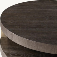 Salon au design américain Table à thé en bois de luxe sur pied Table basse ronde