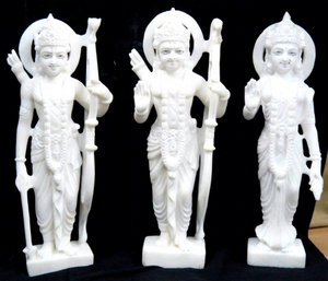 Statue religieuse Ram Darbar en marbre blanc poli - Product Image 1