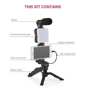 5-en-1 Vlog Kit Trípode <span class=keywords><strong>Vlogging</strong></span> Kit Smartphone Vlog Luz LED Tiktok Live Streaming Micrófono Soporte para teléfono móvil - Product Image 5