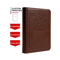 Couverture en cuir PU avec logo personnalisé en relief, papier bible 28 g/m², pages intérieures A4, reliure cousue de haute qualité, bible NIV en anglais
