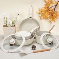 Nouvel ensemble de batterie de cuisine classique en aluminium moulé sous pression, écologique, compatible induction, avec revêtement antiadhésif, couvercle de casserole, couleur et logo personnalisables