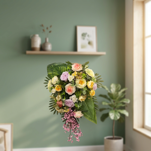 Artificial Mixed Rose Flower Bouquet with Green Foliage Handmade Plastic Modern Design for Home Wedding Event <b>Decoration</b> - Product Image 4