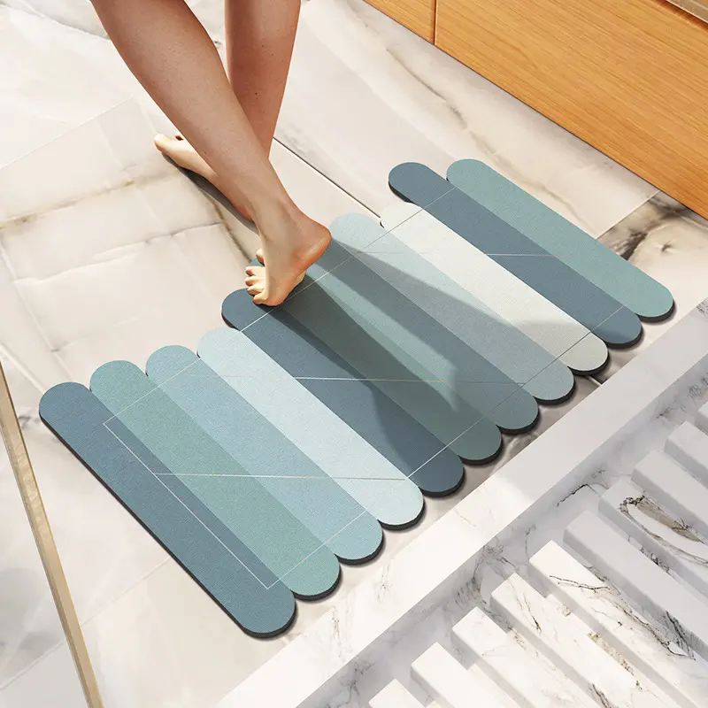 Набор водных поглощающих ковриков с логотипом на заказ, удобная форма с диатомом, грязеотталкивающий нескользящий мягкий коврик для душа и ванны