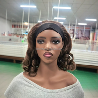 Perruque synthétique 14 pouces à ondulations rebondissantes et bouclées avec bandeau, petites boucles moelleuses, résistante à la chaleur, pour femmes noires africaines, en fibre, pas chère