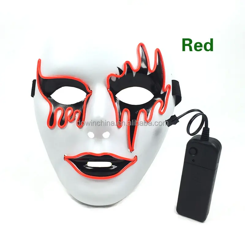 2021อัพเกรดหน้ากากขายส่ง Masquerade สยองขวัญหน้ากาก EL อุปกรณ์ตกแต่งคริสต์มาส LED Glowing Mask